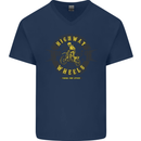 Highway Wheels Motocross Motorcycle Mens V-Neck Cotton T-Shirt Navy Blue