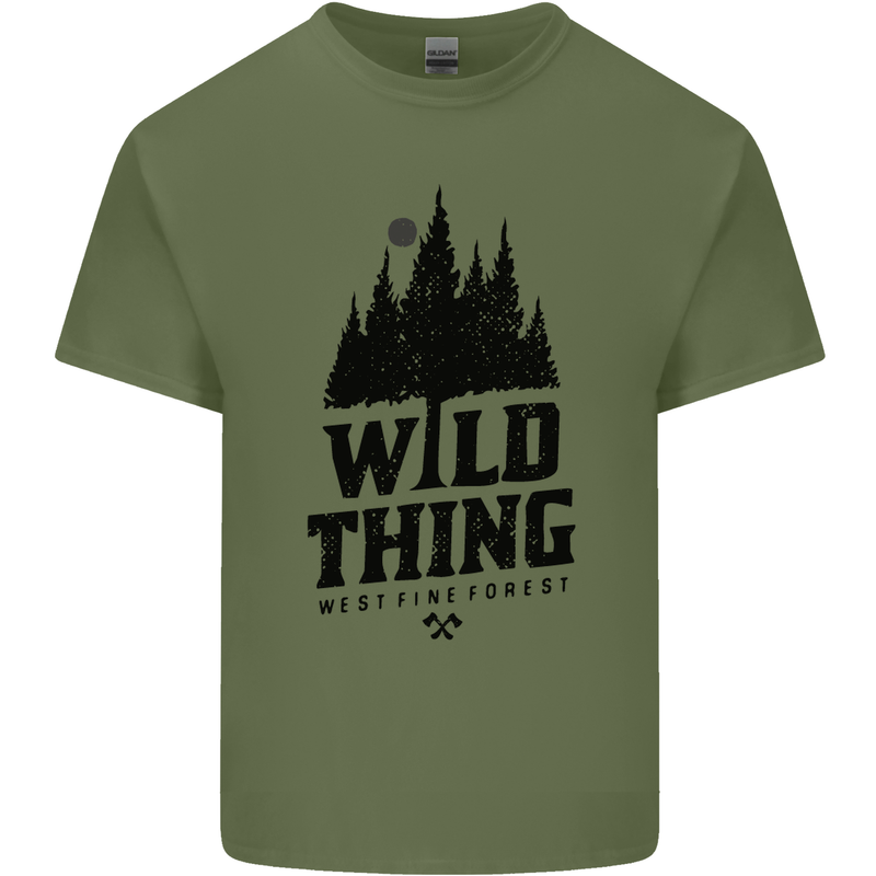 Hiking Wild Thing Camping Rambling Outdoors Mens Cotton T-Shirt Tee Top Military Green