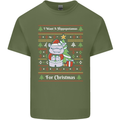 Hippo Christmas Funny Hippopotamus Mens Cotton T-Shirt Tee Top Military Green