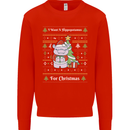 Hippo Christmas Funny Hippopotamus Mens Sweatshirt Jumper Bright Red