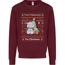 Hippo Christmas Funny Hippopotamus Mens Sweatshirt Jumper Maroon