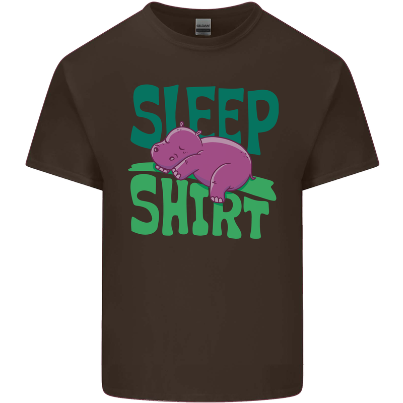 Hippo Sleep Shirt Sleeping Pajamas Mens Cotton T-Shirt Tee Top Dark Chocolate