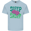 Hippo Sleep Shirt Sleeping Pajamas Mens Cotton T-Shirt Tee Top Light Blue