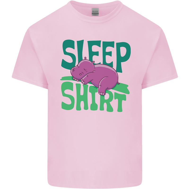 Hippo Sleep Shirt Sleeping Pajamas Mens Cotton T-Shirt Tee Top Light Pink