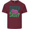 Hippo Sleep Shirt Sleeping Pajamas Mens Cotton T-Shirt Tee Top Maroon