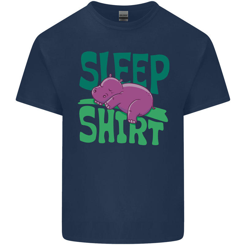 Hippo Sleep Shirt Sleeping Pajamas Mens Cotton T-Shirt Tee Top Navy Blue