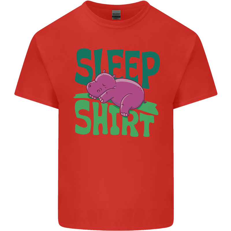 Hippo Sleep Shirt Sleeping Pajamas Mens Cotton T-Shirt Tee Top Red