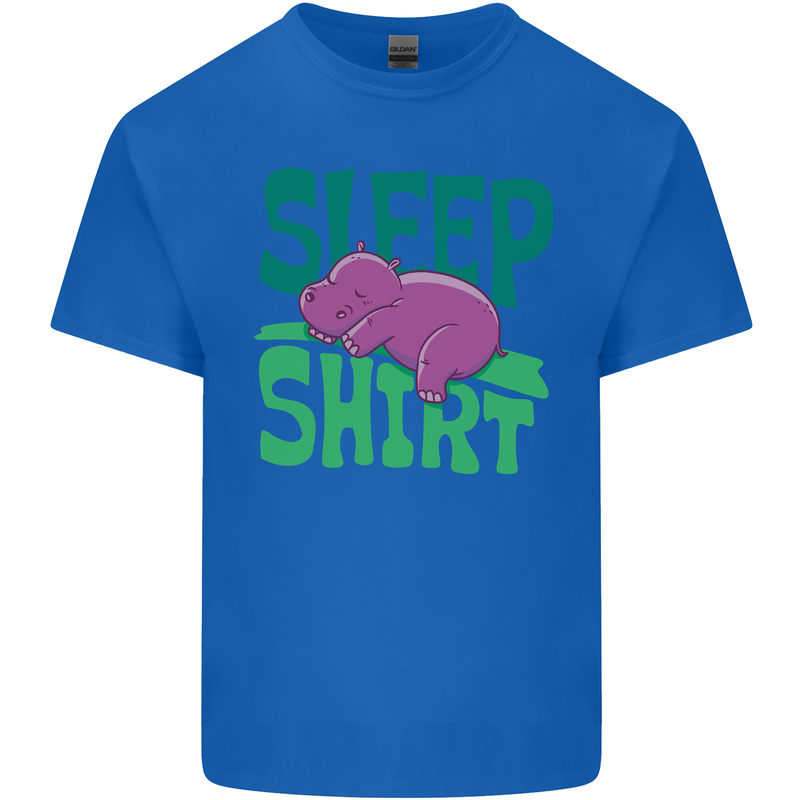 Hippo Sleep Shirt Sleeping Pajamas Mens Cotton T-Shirt Tee Top Royal Blue