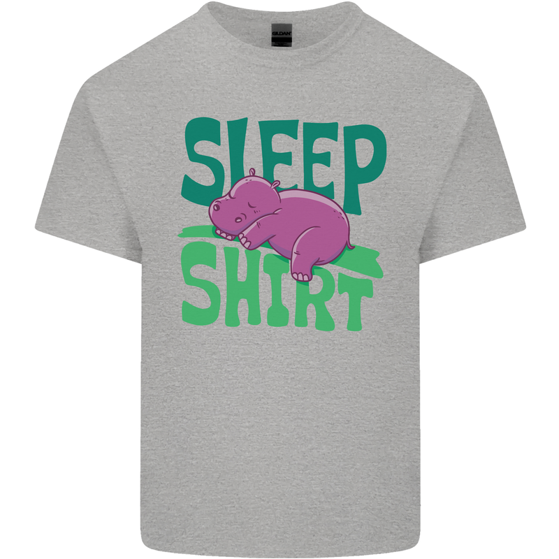 Hippo Sleep Shirt Sleeping Pajamas Mens Cotton T-Shirt Tee Top Sports Grey