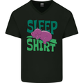 Hippo Sleep Shirt Sleeping Pajamas Mens V-Neck Cotton T-Shirt Black