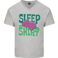 Hippo Sleep Shirt Sleeping Pajamas Mens V-Neck Cotton T-Shirt Sports Grey