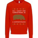 Hippopotamus Hippo Christmas Funny Mens Sweatshirt Jumper Bright Red