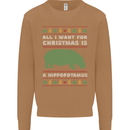 Hippopotamus Hippo Christmas Funny Mens Sweatshirt Jumper Caramel Latte
