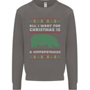 Hippopotamus Hippo Christmas Funny Mens Sweatshirt Jumper Charcoal