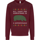 Hippopotamus Hippo Christmas Funny Mens Sweatshirt Jumper Maroon