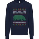 Hippopotamus Hippo Christmas Funny Mens Sweatshirt Jumper Navy Blue