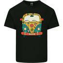 Hippy Van Flowers Peace Campervan Funny Mens Cotton T-Shirt Tee Top Black