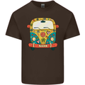 Hippy Van Flowers Peace Campervan Funny Mens Cotton T-Shirt Tee Top Dark Chocolate
