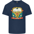 Hippy Van Flowers Peace Campervan Funny Mens Cotton T-Shirt Tee Top Navy Blue
