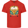 Hippy Van Flowers Peace Campervan Funny Mens Cotton T-Shirt Tee Top Red
