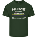 Home Is Where You Moor It Long Boat Barge Mens Cotton T-Shirt Tee Top Forest Green
