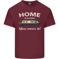Home Is Where You Moor It Long Boat Barge Mens Cotton T-Shirt Tee Top Maroon