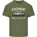Home Is Where You Moor It Long Boat Barge Mens Cotton T-Shirt Tee Top Military Green