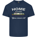 Home Is Where You Moor It Long Boat Barge Mens Cotton T-Shirt Tee Top Navy Blue
