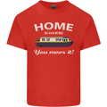 Home Is Where You Moor It Long Boat Barge Mens Cotton T-Shirt Tee Top Red