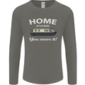 Home Is Where You Moor It Long Boat Barge Mens Long Sleeve T-Shirt Charcoal