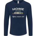 Home Is Where You Moor It Long Boat Barge Mens Long Sleeve T-Shirt Navy Blue