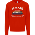 Home Is Where You Moor It Long Boat Barge Mens Sweatshirt Jumper Bright Red