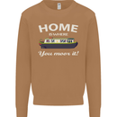 Home Is Where You Moor It Long Boat Barge Mens Sweatshirt Jumper Caramel Latte