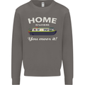 Home Is Where You Moor It Long Boat Barge Mens Sweatshirt Jumper Charcoal