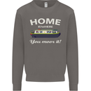 Home Is Where You Moor It Long Boat Barge Mens Sweatshirt Jumper Charcoal