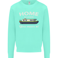 Home Is Where You Moor It Long Boat Barge Mens Sweatshirt Jumper Peppermint