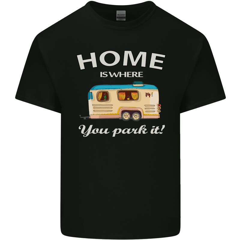 Home Is Where You Park It Caravan Funny Mens Cotton T-Shirt Tee Top Black
