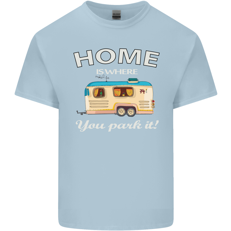 Home Is Where You Park It Caravan Funny Mens Cotton T-Shirt Tee Top Light Blue