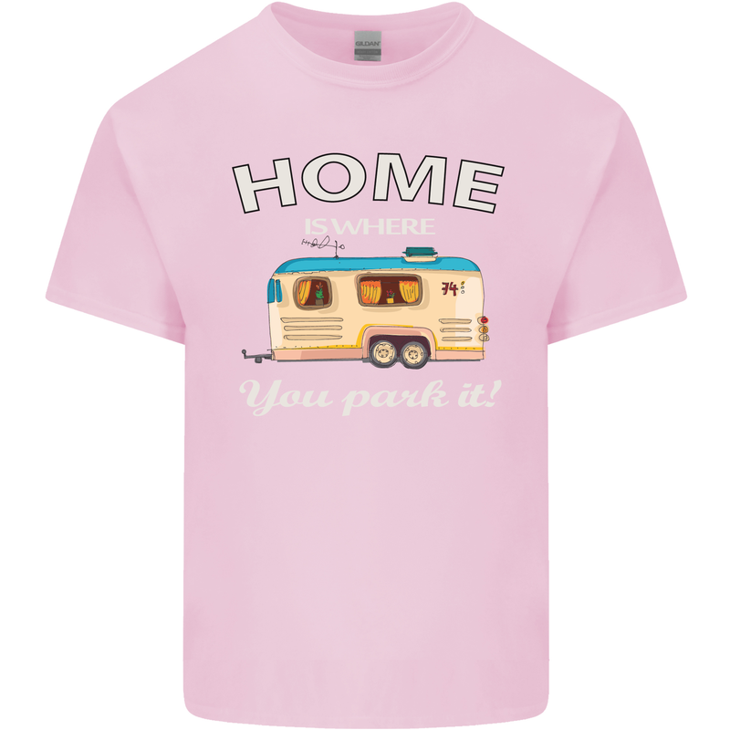 Home Is Where You Park It Caravan Funny Mens Cotton T-Shirt Tee Top Light Pink