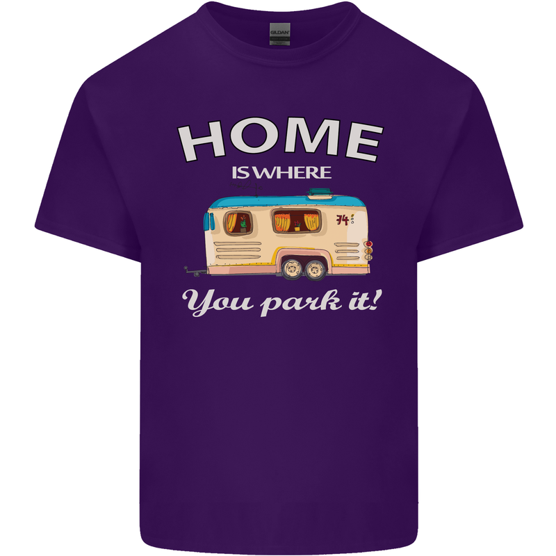 Home Is Where You Park It Caravan Funny Mens Cotton T-Shirt Tee Top Purple