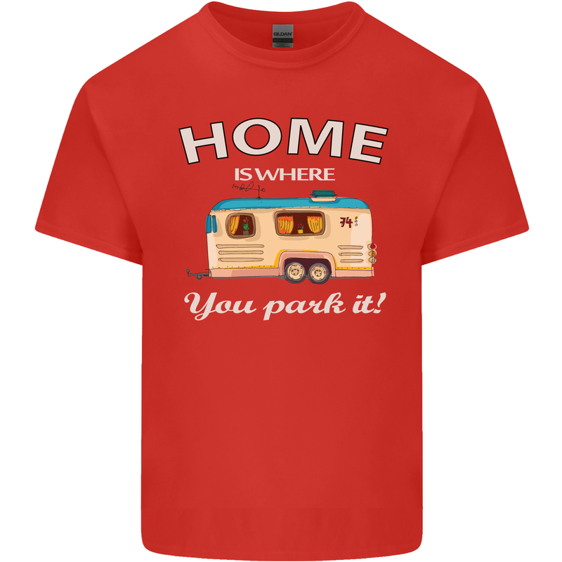 Home Is Where You Park It Caravan Funny Mens Cotton T-Shirt Tee Top Red