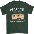 Home Is Where You Park It Caravan Funny Mens T-Shirt Cotton Gildan Forest Green