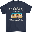 Home Is Where You Park It Caravan Funny Mens T-Shirt Cotton Gildan Navy Blue