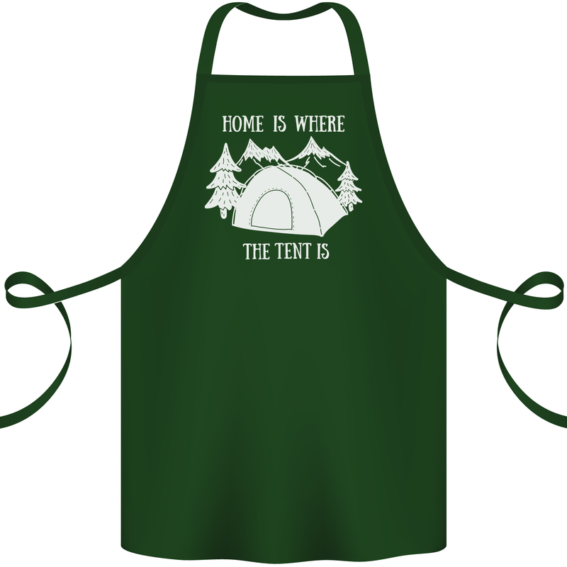 Home Is Where the Tent Is Funny Camping Cotton Apron 100% Organic Forest Green