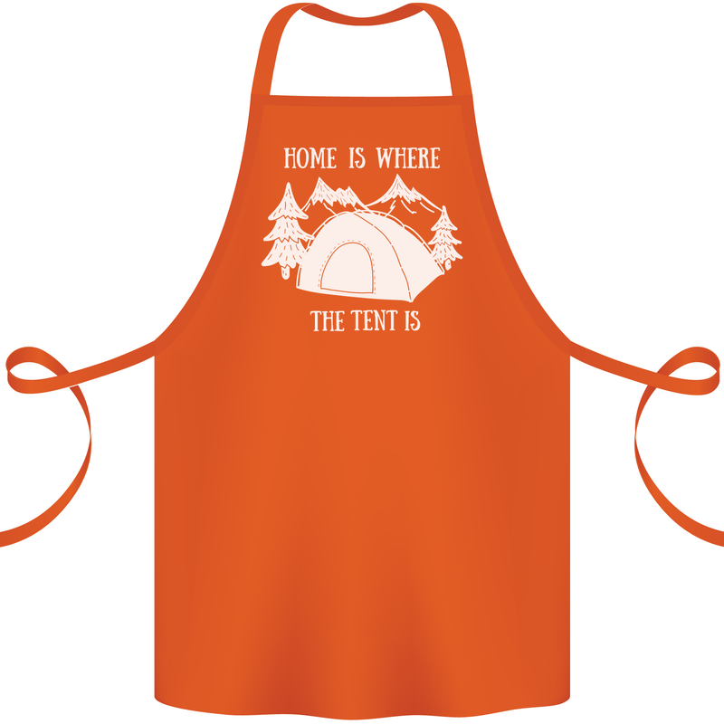 Home Is Where the Tent Is Funny Camping Cotton Apron 100% Organic Orange