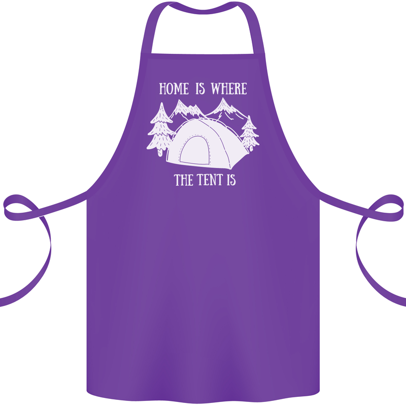 Home Is Where the Tent Is Funny Camping Cotton Apron 100% Organic Purple