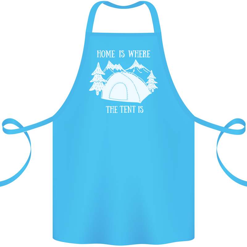 Home Is Where the Tent Is Funny Camping Cotton Apron 100% Organic Turquoise