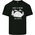 Home Is Where the Tent Is Funny Camping Mens Cotton T-Shirt Tee Top Black