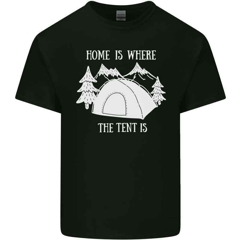 Home Is Where the Tent Is Funny Camping Mens Cotton T-Shirt Tee Top Black