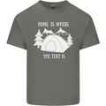 Home Is Where the Tent Is Funny Camping Mens Cotton T-Shirt Tee Top Charcoal